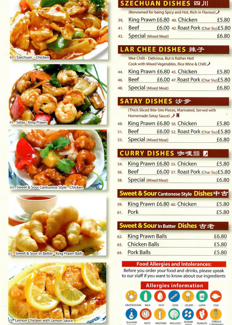 Takeaway Menu – Wong's Chinese Edinburgh